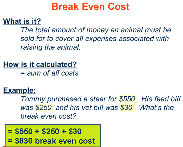 Break Even Cost