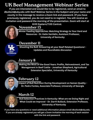 Beef Management Webinar Series graphic
